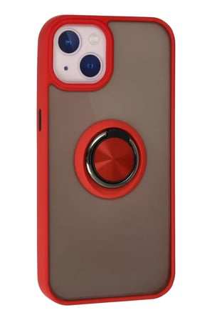 Newface Apple iPhone 13 Kılıf Montreal Yüzüklü Silikon Kapak - Kırmızı