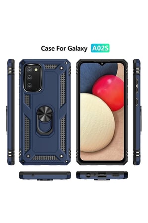 Newface Samsung Galaxy A03S Kılıf Sofya Yüzüklü Silikon Kapak - Lacivert