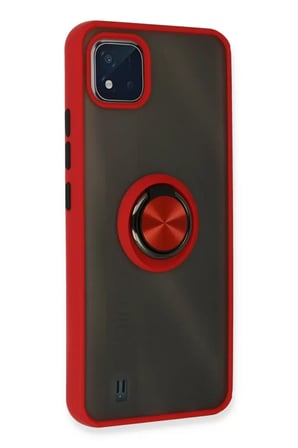 Newface Realme C11 2021 Kılıf Montreal Yüzüklü Silikon Kapak - Kırmızı