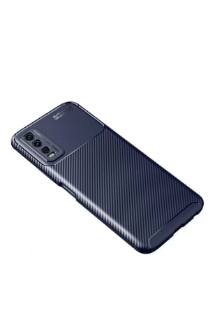 Newface Vivo Y11S Kılıf Auto Focus Karbon Kapak - Lacivert
