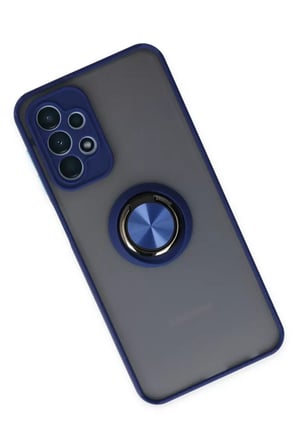 Newface Samsung Galaxy A23 4G Kılıf Montreal Yüzüklü Silikon Kapak - Lacivert
