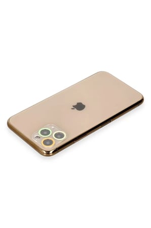 Newface Apple iPhone 11 Pro Max Renkli Kamera Lens Koruma Cam - Sarı-Turuncu