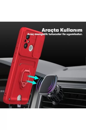 Newface Xiaomi Redmi 12C Kılıf Zuma Kartvizitli Yüzüklü Silikon - Lacivert