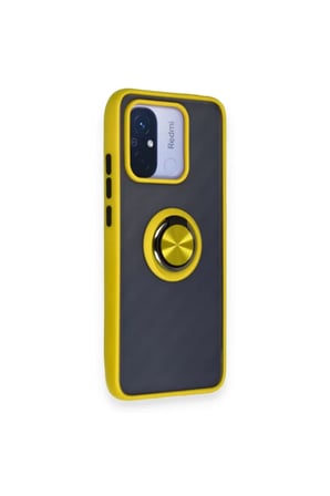 Newface Xiaomi Redmi 12C Kılıf Montreal Yüzüklü Silikon Kapak - Sarı