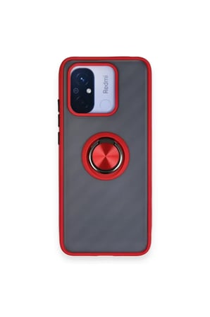 Newface Xiaomi Redmi 12C Kılıf Montreal Yüzüklü Silikon Kapak - Kırmızı