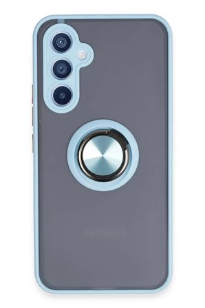 Newface Samsung Galaxy A54 5G Kılıf Montreal Yüzüklü Silikon Kapak - Buz Mavi