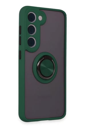 Newface Samsung Galaxy S23 Kılıf Montreal Yüzüklü Silikon Kapak - Yeşil