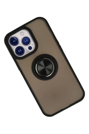 Newface Apple iPhone 15 Pro Kılıf Montreal Yüzüklü Silikon Kapak - Siyah