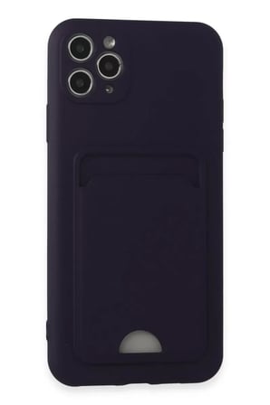 Newface Apple iPhone 11 Pro Max Kılıf Kelvin Kartvizitli Silikon - Derin Mor