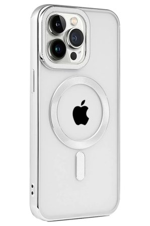 Newface Apple iPhone 15 Pro Max Kılıf Kronos Magsafe Kapak - Gümüş