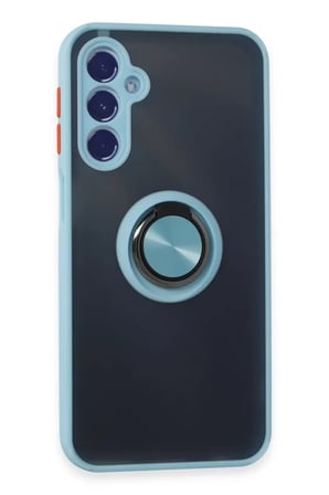 Newface Samsung Galaxy M34 5G Kılıf Montreal Yüzüklü Silikon Kapak - Buz Mavi