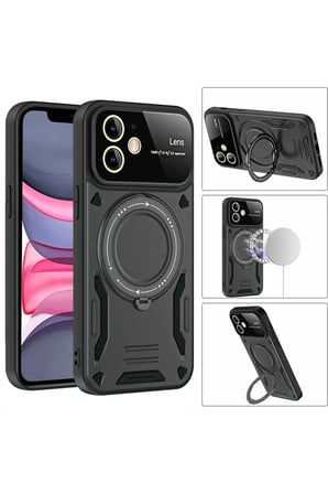Newface Apple iPhone 11 Kılıf Joy Lens Standlı Kapak - Mor