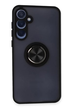 Newface Samsung Galaxy A35 5G Kılıf Montreal Yüzüklü Silikon Kapak - Siyah