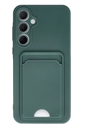 Newface Samsung Galaxy A35 5G Kılıf Kelvin Kartvizitli Silikon - Koyu Yeşil