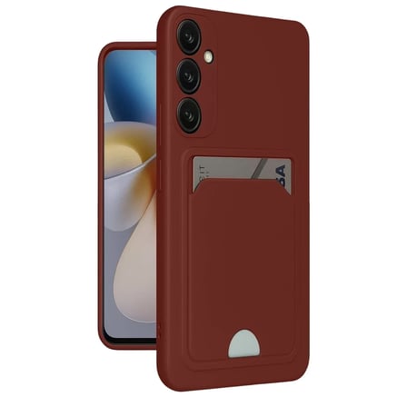 Newface Samsung Galaxy A55 5G Kılıf Kelvin Kartvizitli Silikon - Bordo