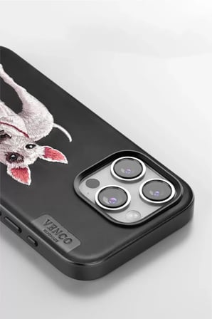 Venco Apple iPhone 15 Pro Max Perma Desenli Kapak - Siyah