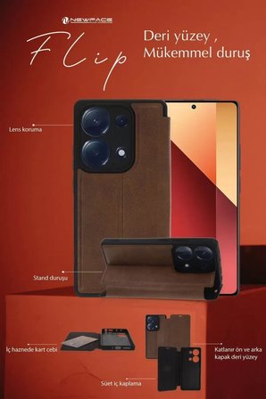 Newface Xiaomi Redmi Note 13 Pro 5G Kılıf Flip Cover - Lacivert