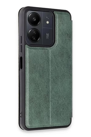 Newface Xiaomi Redmi 13C Kılıf Flip Cover - Koyu Yeşil
