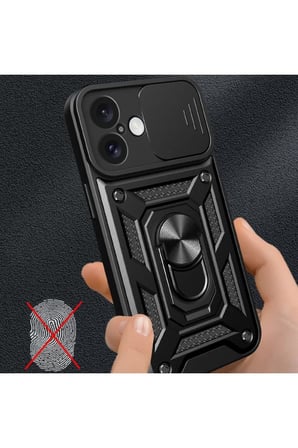 Newface Apple iPhone 16 Kılıf Pars Lens Yüzüklü Silikon - Lacivert