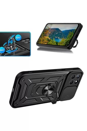 Newface Samsung Galaxy M15 Kılıf Pars Lens Yüzüklü Silikon - Lacivert