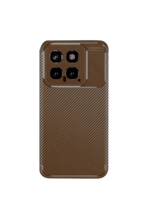 Newface Xiaomi Mi 14T Kılıf Auto Focus Karbon Kapak - Kahverengi