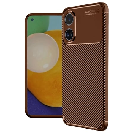 Newface Oppo A60 Kılıf Auto Focus Karbon Kapak - Kahverengi