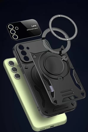 Newface Samsung Galaxy S24 FE Kılıf Joy Lens Standlı Kapak - Siyah