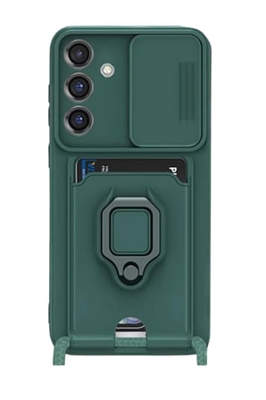 Newface Samsung Galaxy S25 Plus Kılıf Zuma Kartvizitli Yüzüklü Silikon - Yeşil