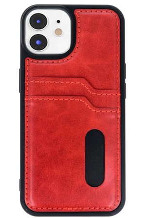 Newface Apple iPhone 11 Kılıf Sara Kartvizitli Deri Kılıf - Kırmızı
