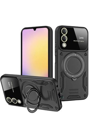 Newface Samsung Galaxy S25 Edge Kılıf Joy Lens Standlı Kapak - Siyah