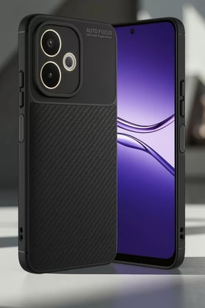 Newface Oppo A5 Pro 4G Kılıf Auto Focus Karbon Kapak - Siyah