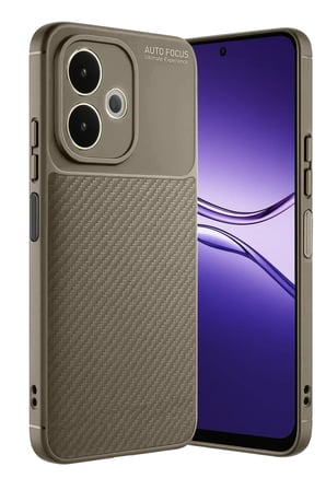 Newface Oppo A5 Pro 4G Kılıf Auto Focus Karbon Kapak - Kahverengi