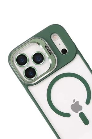 Joko Apple iPhone 17 Pro Remim Lensli Magsafe Standlı Kapak - Koyu Yeşil
