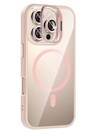 Joko Apple iPhone 16 Pro Remim Lensli Magsafe Standlı Kapak - Pembe