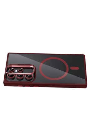 Joko Samsung Galaxy S24 Ultra Remim Lensli Magsafe Standlı Kapak - Bordo
