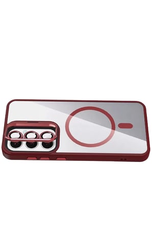 Joko Samsung Galaxy S24 FE Remim Lensli Magsafe Standlı Kapak - Bordo
