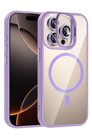Joko Apple iPhone 15 Pro Max Remim Lensli Magsafe Standlı Kapak - Lila