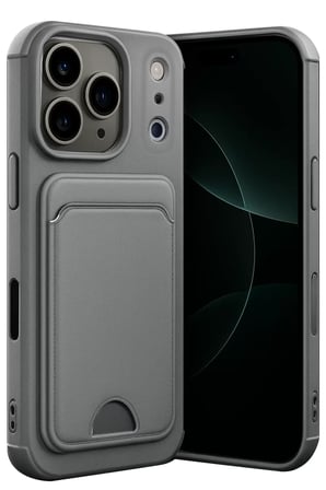 Newface Apple iPhone 17 Pro Max Kelvin Kartvizitli Silikon - Gri
