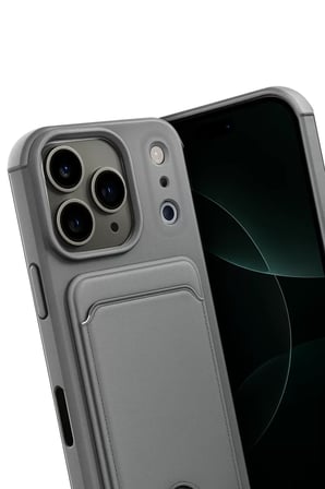 Newface Apple iPhone 17 Pro Max Kelvin Kartvizitli Silikon - Gri