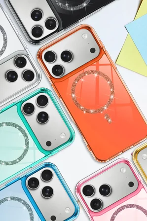Newface Apple iPhone 17 Pro Max Live Diamond Magsafe Kapak - Pembe