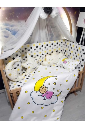 Bebek Beşik Uyku Seti 60x120 - Yorgan ve Yastık Dijital Baskılı