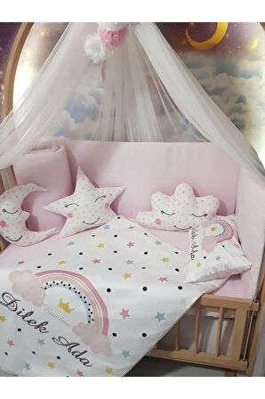 İsimli Bebek Uyku Seti 60x120 - Cibinlikli, Kenar Korumalı, Dijital Yorgan ve Yastık