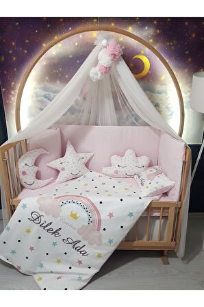 İsimli Bebek Uyku Seti 60x120 - Cibinlikli, Kenar Korumalı, Dijital Yorgan ve Yastık