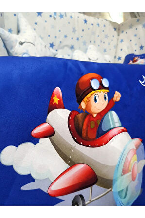 Pilot Bebek Uyku Seti 60x120 - Mobilya Beşik İçin, Yorgan ve Yastık Dijital