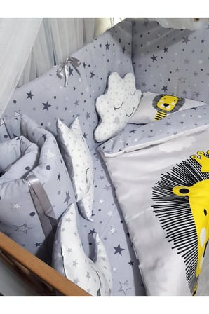 Cibinlikli Bebek Uyku Seti 60x120 - Beşik Kenar Korumalı, Dijital Yorgan ve Yastık