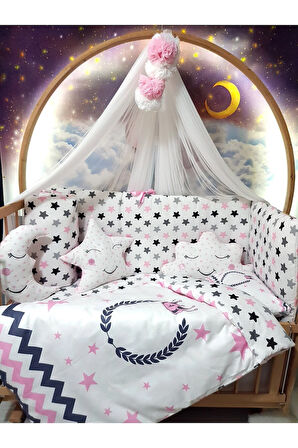 Kız Bebek Uyku Seti 60x120 - Beşik Kenar Korumalı, Yorgan ve Yastık Dijital