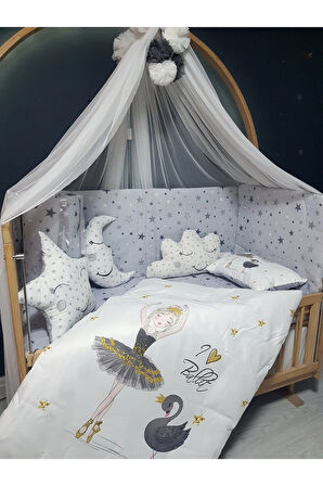 Bebek Uyku Seti 60x120 - Cibinlikli, Beşik Kenar Korumalı, Dijital Yorgan ve Yastık