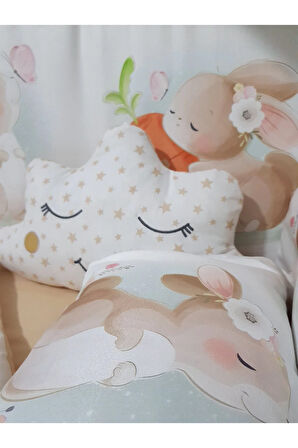 Kız Bebek Uyku Seti 60x120 - Dijital Baskılı, Cibinlikli, Beşik Kenar Korumalı (K.39 KUMAŞLI)