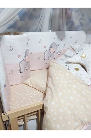 Cibinlikli Bebek Uyku Seti 60x120 - Beşik Kenar Korumalı, Dijital Baskılı