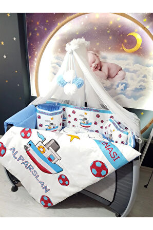 İsimli Bebek Uyku Seti - Dijital Taraftar Baskılı, 70x110 Park Beşik İçin